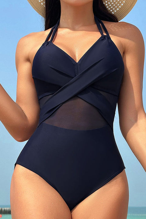 Crisscross Halter Neck One-Piece Swimwear Trendsi