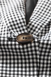 Plaid Lapel Collar Button Cuff Blazer Trendsi