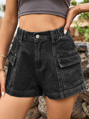 High Waist Denim Shorts with Pockets Trendsi