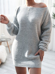 Rib-Knit Mini Sweater Dress Trendsi