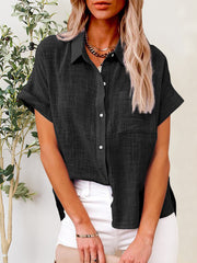 Button Up Short Sleeve Shirt Trendsi