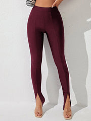 High Waist Slit Skinny Pants Trendsi