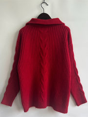 Ribbed Half Zip Long Sleeve Sweater Trendsi