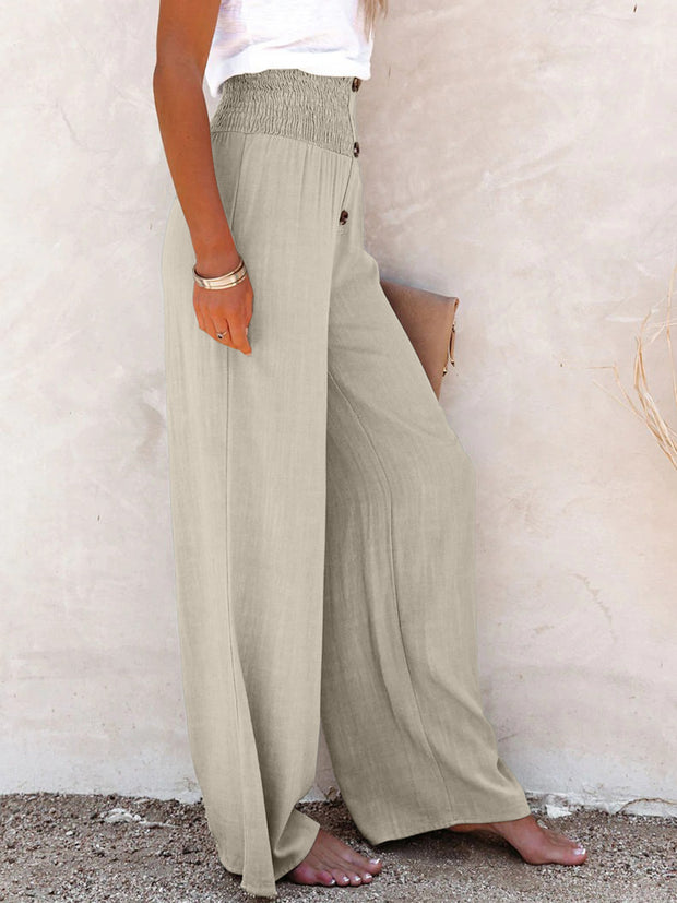 Full Size Decorative Button High Waist Pants Trendsi