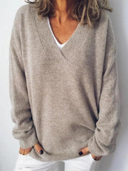 V-Neck Dropped Shoulder Sweater Trendsi