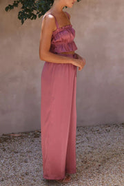 Ruffled Sleeveless Top and Wide Leg Pants Set Trendsi