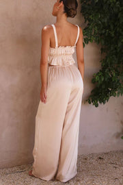 Ruffled Sleeveless Top and Wide Leg Pants Set Trendsi