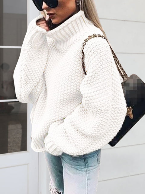 Turtleneck Long Sleeve Sweater Trendsi