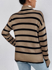 Striped Turtleneck Long Sleeve Sweater