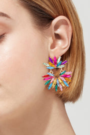 Flower Shape Glass Stone Dangle Earrings Trendsi