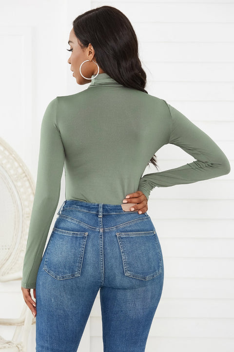 Turtleneck Long Sleeve Bodysuit Trendsi