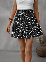 Frill Tied Printed Mini Skirt Trendsi