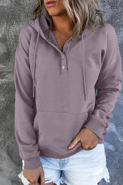 Dropped Shoulder Long Sleeve Hoodie with Pocket Trendsi