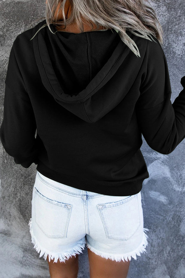 Dropped Shoulder Long Sleeve Hoodie with Pocket Trendsi