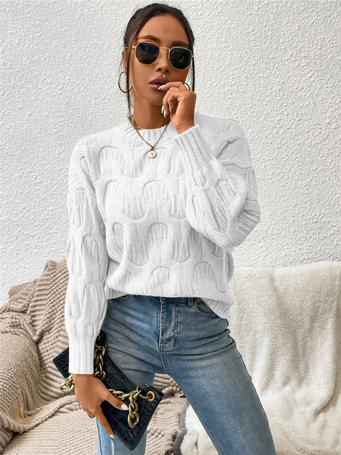 Round Neck Long Sleeve Sweater Trendsi