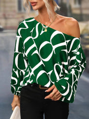 Printed Boat Neck Blouse Trendsi