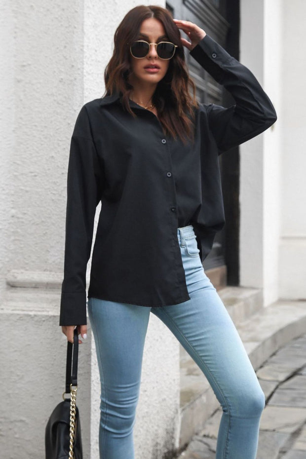 Dropped Shoulder Longline Shirt Trendsi