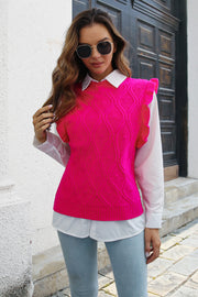 Round Neck Ruffled Sweater Vest Trendsi