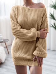 Rib-Knit Mini Sweater Dress Trendsi