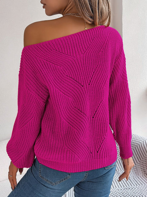 Openwork Long Sleeve Sweater Trendsi