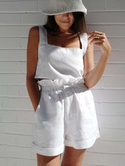 Square Neck Sleeveless Top and Shorts Set Trendsi