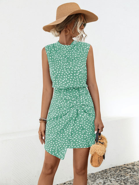 Twisted Printed Sleeveless Mini Dress Trendsi