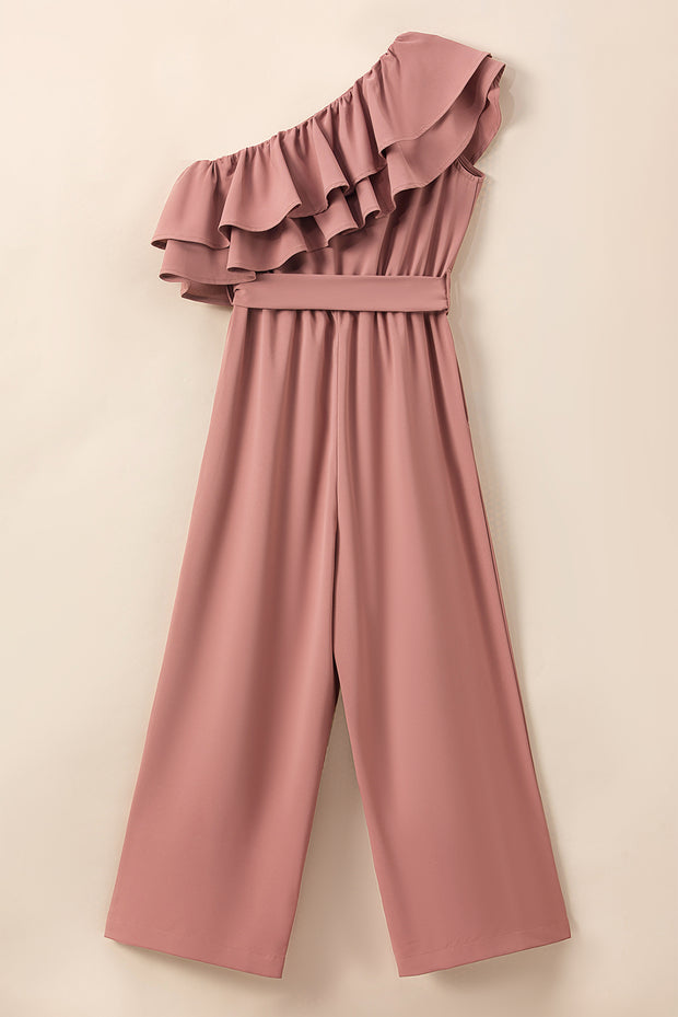 Ruffled Tied One-Shoulder Jumpsuit Trendsi