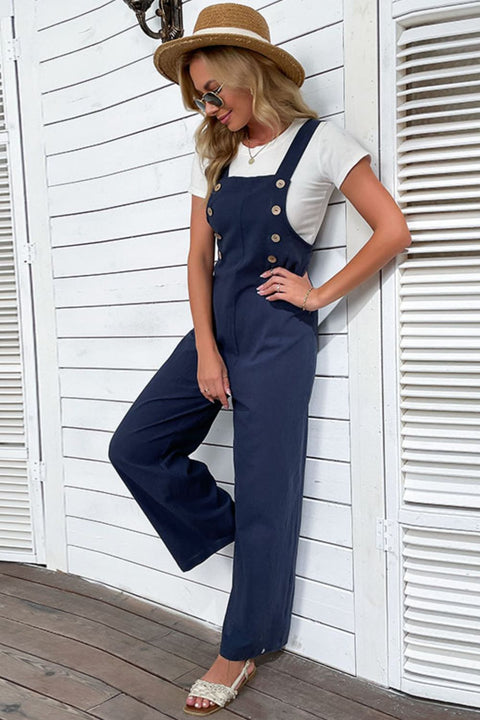 Light Up Your Life Buttoned Straight Leg Overalls