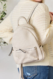 SHOMICO PU Leather Woven Backpack Trendsi