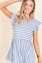 BOMBOM Striped Round Neck Blouse Trendsi