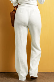 Textured Straight Leg Pants Trendsi