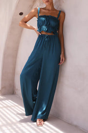 Ruffled Sleeveless Top and Wide Leg Pants Set Trendsi