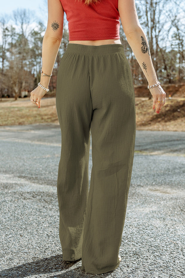 Texture Tied Wide Leg Pants