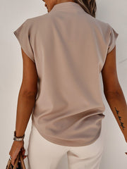 V-Neck Cap Sleeve Blouse Trendsi