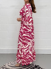 Smocked Printed Flounce Sleeve Maxi Dress Trendsi