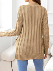 Button Down Cable-Knit Cardigan Trendsi