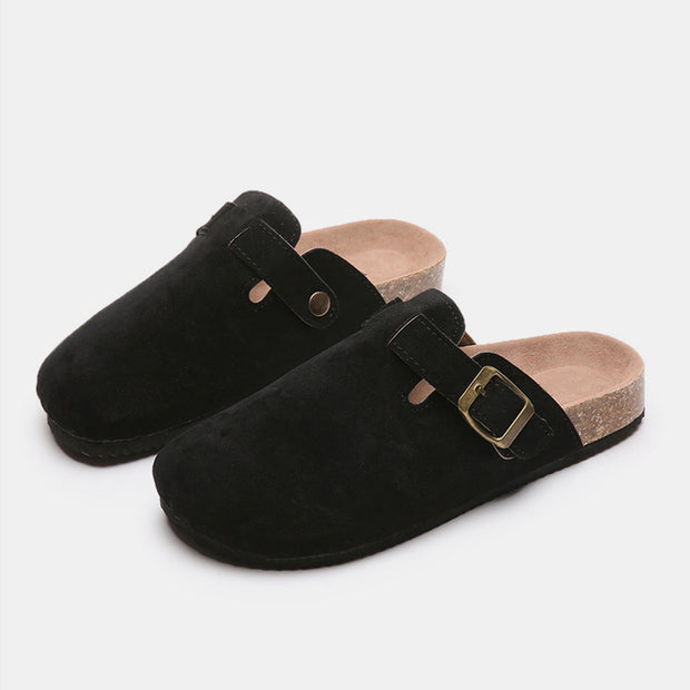 Suede Closed Toe Buckle Slide Trendsi