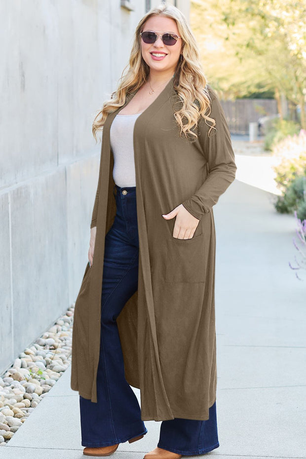 Basic Bae Full Size Open Front Long Sleeve Sweater Cover Up Trendsi