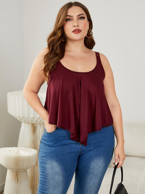 Plus Size Double-Strap Scoop Neck Cami Trendsi