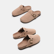 Suede Closed Toe Buckle Slide Trendsi