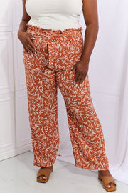 Heimish Right Angle Full Size Geometric Printed Pants in Red Orange Trendsi