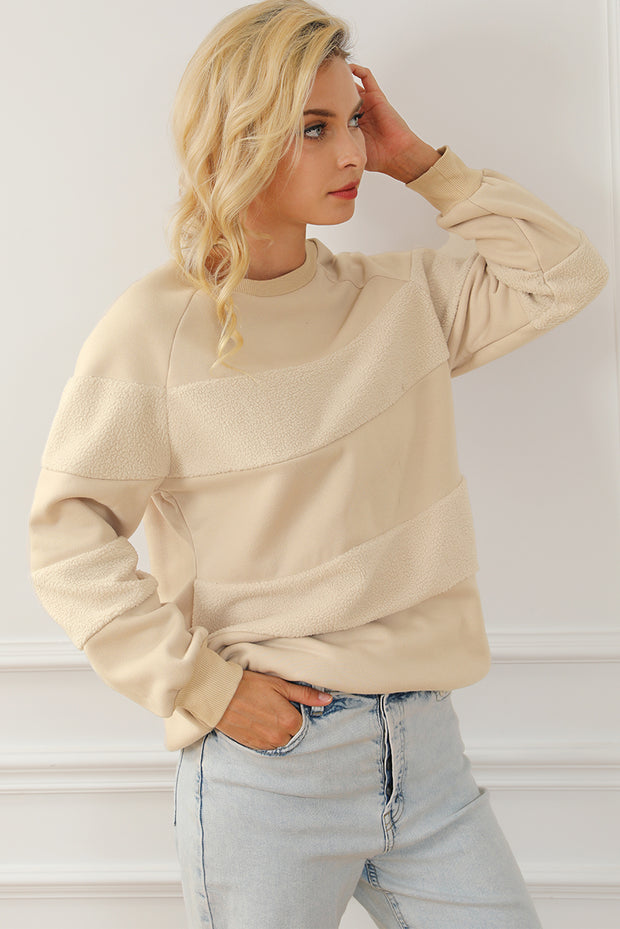 Round Neck Raglan Sleeve Sweatshirt Trendsi