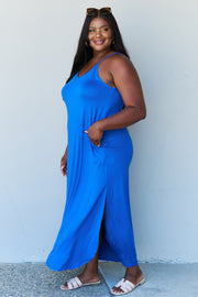 Ninexis Good Energy Full Size Cami Side Slit Maxi Dress in Royal Blue Trendsi