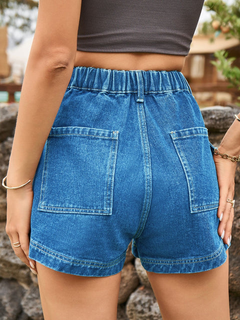 High Waist Denim Shorts with Pockets Trendsi