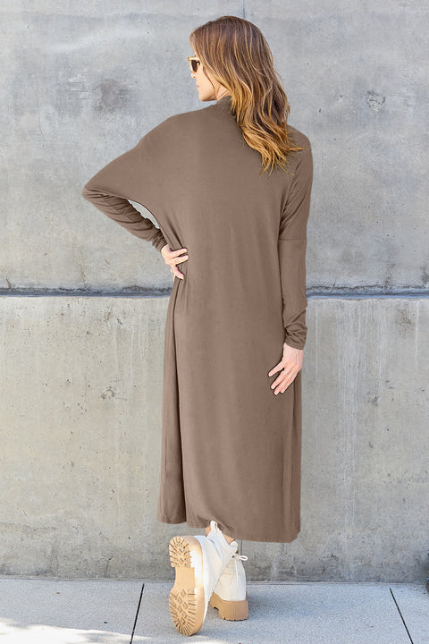 Basic Bae Full Size Open Front Long Sleeve Sweater Cover Up Trendsi