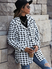 Houndstooth Button Down Jacket Trendsi