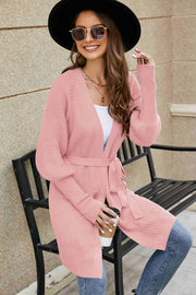 Open Front Lantern Sleeve Cardigan Trendsi