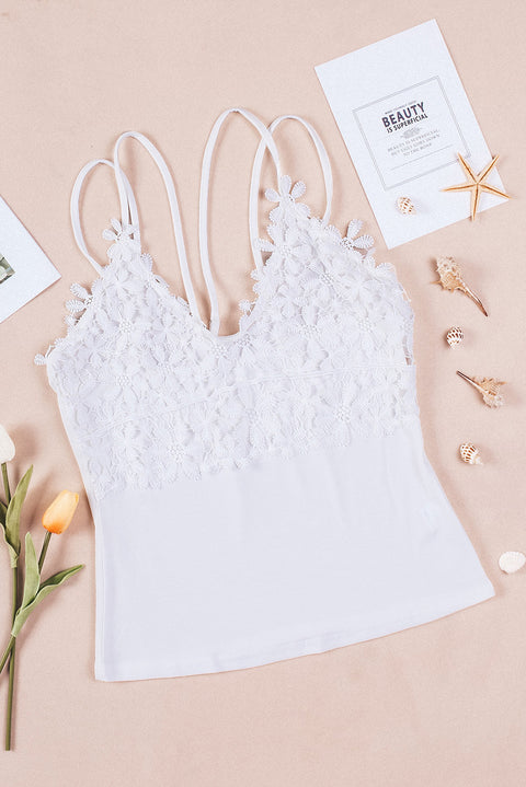 Lace Double Spaghetti Strap Cami Top Trendsi