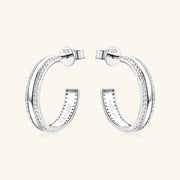 925 Sterling Silver Inlaid Moissanite C-Hoop Earrings