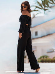 Off Shoulder Long Sleeve Top and Pants Set Trendsi